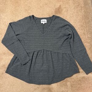 Wrangler Charcoal V-Neck Long Sleeve Top